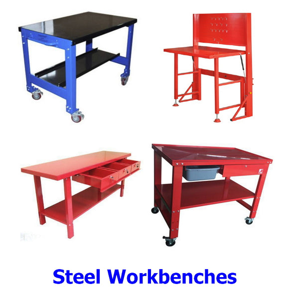 Workbenches. A collection of heavy duty steel workbenches for any application.