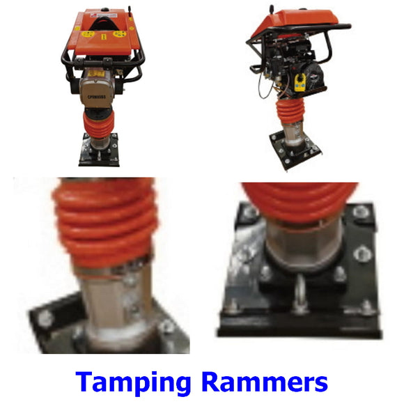 Tamping Rammers. A collection of quality Millers Falls 4 stroke petrol tamping rammers for the building and construction industry with a choice of 3 engine brands.