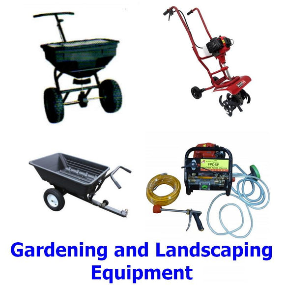 Gardening and Landscaping Equipment. A quality range of mowers, tillers, carts, sprayers, lawn sweepers, etc. designed for the professional and home gardener or landscaper.