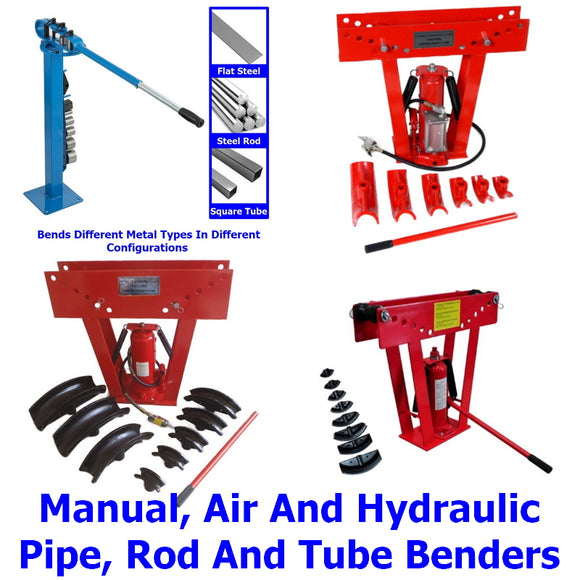 Pipe, Tube & Rod Benders. A collection of quality Millers Falls manual, air or hydraulic steel and galvanised pipe, tube and rod benders for the workplace or job site.