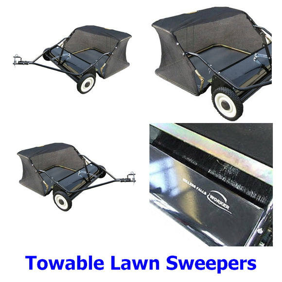 Towable Lawn Sweepers. A collection of quality Millers Falls Lawn Sweepers and Ride On Mower Catchers to keep yard, properties , lawns and building sites looking great.
