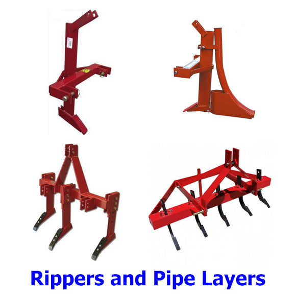 Rippers and Pipe Layers. A collection of rippers and pipe laying attachments with a multitude of applications. Break up hard ground, rip up tree stumps or rocks, trench and lay poly pipe in one action, plant trees or remove rabbit warrens.