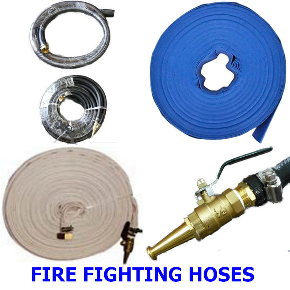 Fire Fighting Pump Hoses. A quality range of hoses and fittings to get water from your pump to a fire quickly and under pressure if needed.