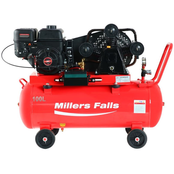 Millers Falls Air Compressor 7.5HP Petrol Engine 100 Litre Tank #ACB75100P 1