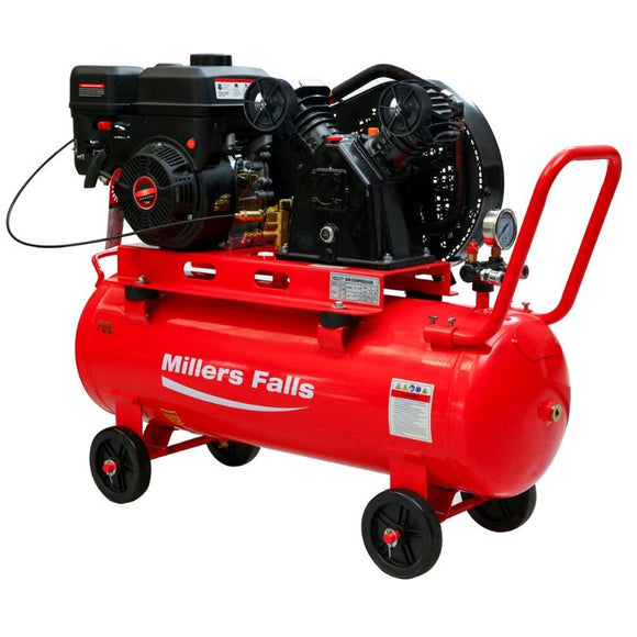 Millers Falls Air Compressor 7.5HP Petrol Engine 70 Litre Tank #ACB7570P 1