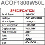 Millers Falls 1800W 2.4HP 50 Litre Oil-Free Air Compressor Low Maintenance Quiet Direct Drive #ACOF1800W50L 15