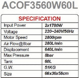 Millers Falls 3560W 4.8HP 60 Litre Oil-Free Air Compressor Low Maintenance Quiet Direct Drive #ACOF3560W60L 16