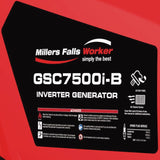 Millers Falls Camping Inverter Generator 6kW 7.5kVA 322cc Sine Wave #GSC7500i-B 10