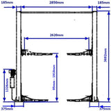 Millers Falls 4000kg 2 Post Hydraulic Vehicle Hoist Clear Floor Span #VP6500D 7