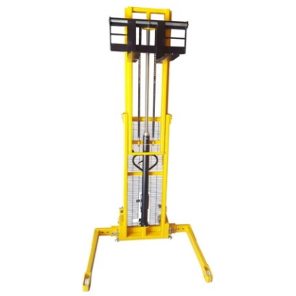 Millers Falls 1000kg Pallet Straddle Stacker Manual Hydraulic Forklift 2.5m Lift Adjustable Forks & Legs #WH7625 1