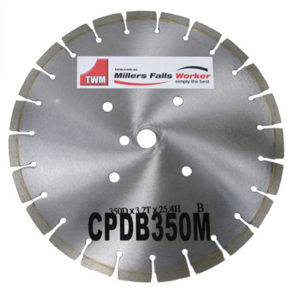350mm Diamond Tipped BladeTo Suit Millers Falls CPQ300SBS or CPQ300SHC Concrete Floor Saws #CPDB350M 1