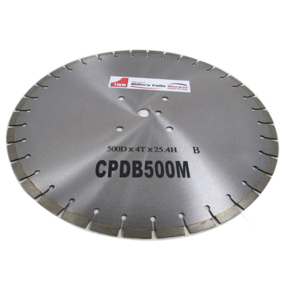 500mm Diamond Tipped Blade To Suit Millers Falls CPQ520BS or CPQ520HC Concrete Floor Saws #CPDB500M 1