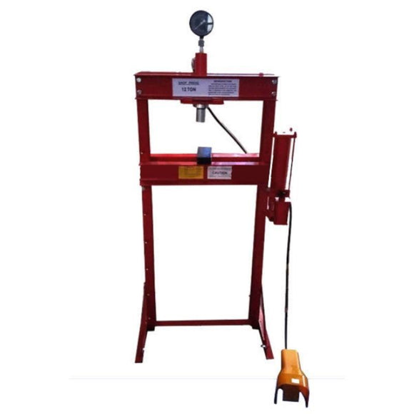 TWM Millers Falls 12 Ton HD Air Hydraulic Shop Press with Foot Valve and Sliding Head 1