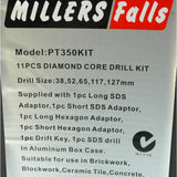 Millers Falls 12pc Diamond Core Drill Bit Set 38mm 52mm 65mm 117mm 127mm Bits & Adaptors #PT350KIT 6