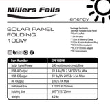 Millers Falls 100W Portable Solar Panel Camping 4x4 Off Grid Living SPF100W 11
