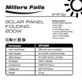 Millers Falls 200W Portable Folding Solar Panel Camping 4x4 Off Grid 11