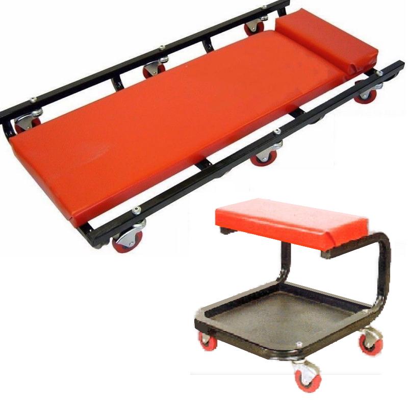 Millers Falls TWM Heavy Duty Padded Garage Creeper Roller Seat Combo ...